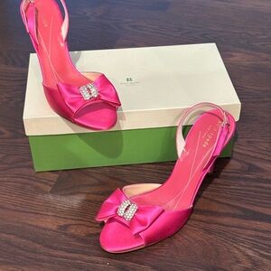 Kate Spade Pink Satin Bow Slingback Heels